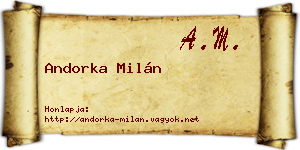 Andorka Milán névjegykártya